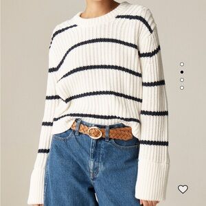 NWT J Crew Heritage Cotton Fisherman Knit Sweater in Stripe Size S